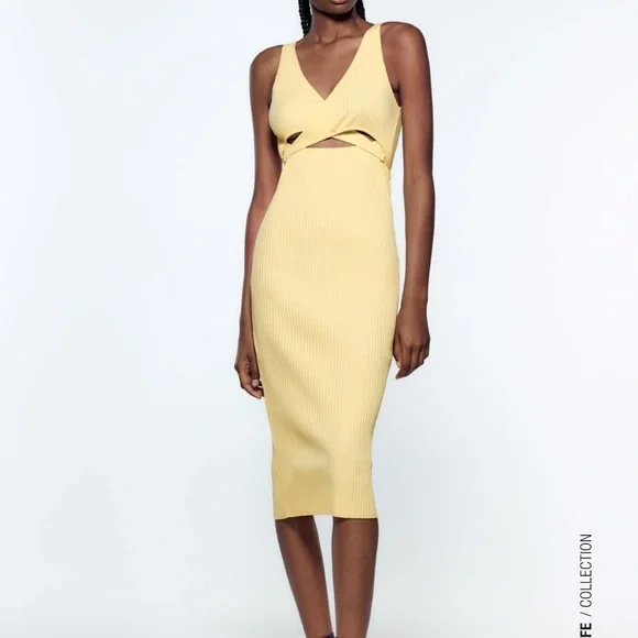 yellow cut out dress zara Zara cut out dress